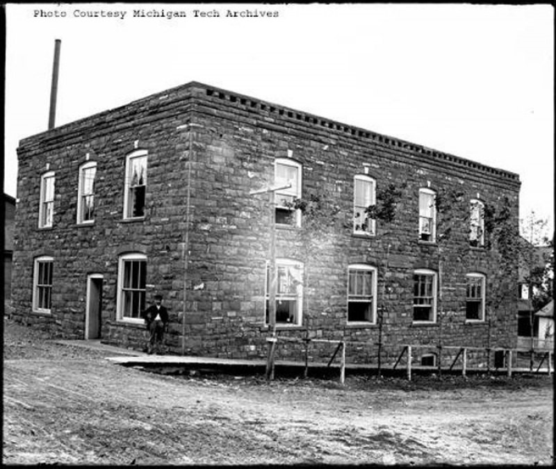 Bosch Bottling house - Stone building shown on the 1900 Sanborn map<br>Courtesy of Michigan Technological University Archives and Copper Country Historical Collections, Copper Country Photograph File, MTU Neg 00117