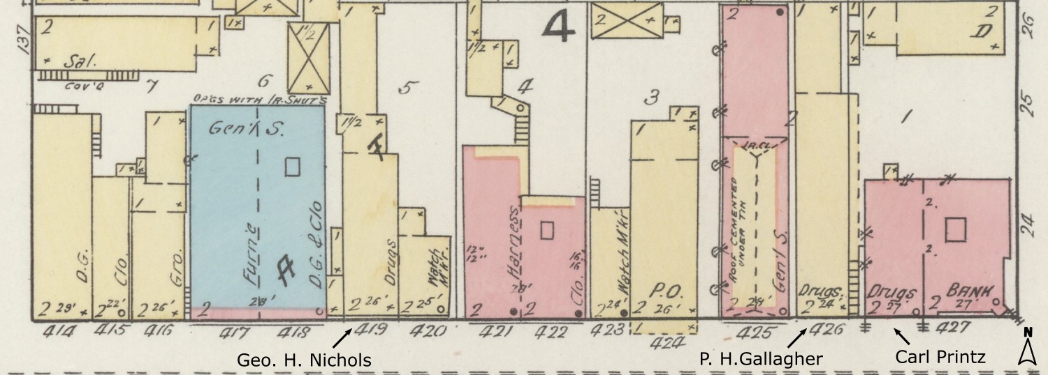 Sanborn map, Quincy St., Hancock - Aug 1893